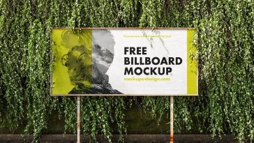 Billboard With Ivy Wall Mockup
