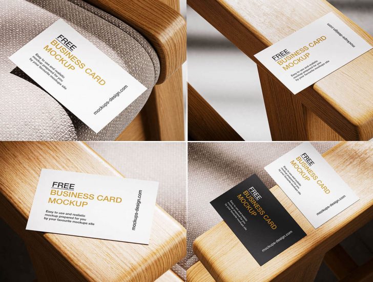 Free Business Card Mockups Lying On Armchair - PsFiles