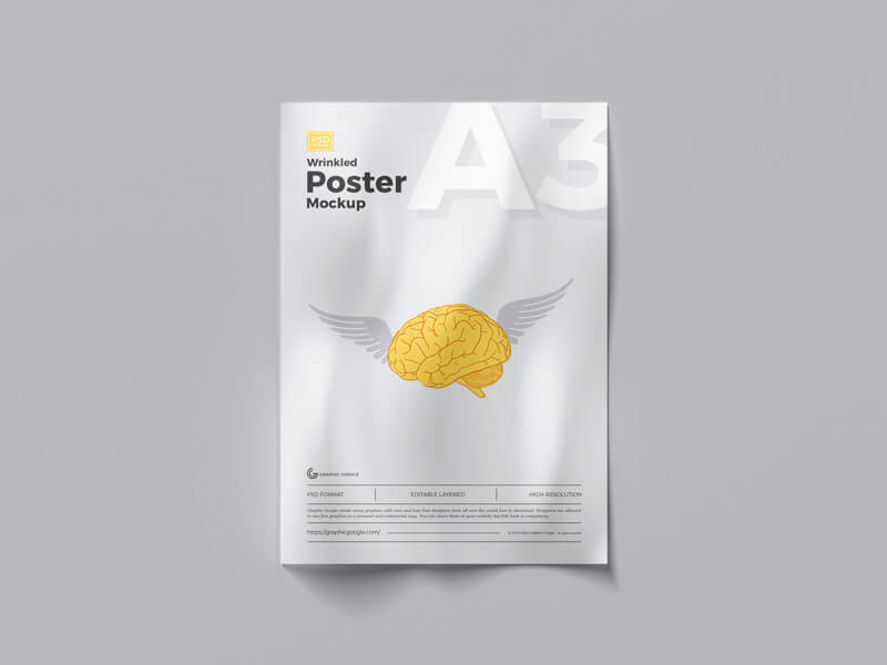 Free A3 Wrinkled Poster Mockup