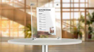 Free A5 Flyer Stand Mockup