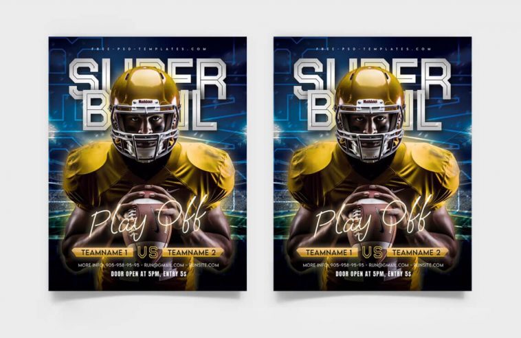 Free American Football Super Bowl Flyer PSD Template