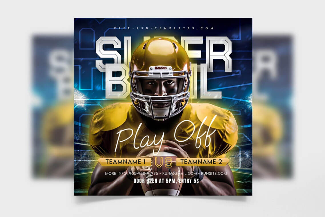 Free American Football Super Bowl Flyer PSD Template