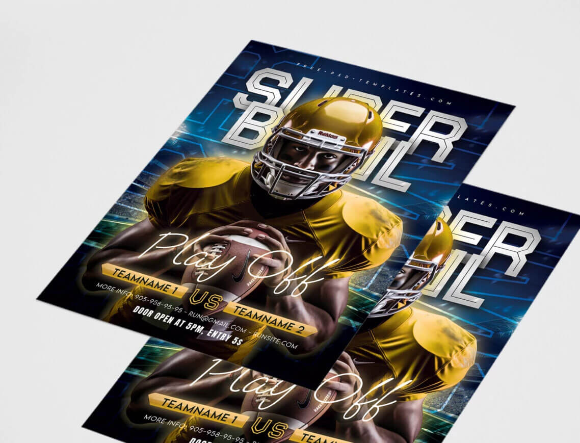 Free American Football Super Bowl Flyer PSD Template