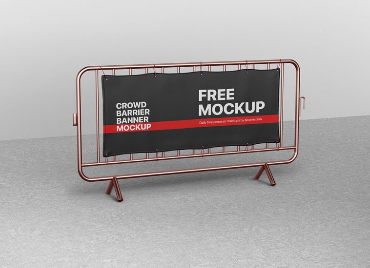 Free Crowd Barrier Banner Mockup