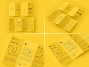 Free DL 4 Fold Accordion Brochure Mockup PSD Set