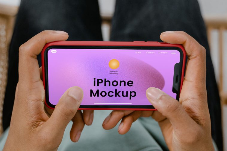 Free Horizontal iPhone Screen Mockup