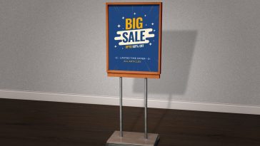 Free Indoor Signage Stand Mockup PSD