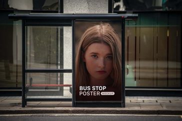 Free London Bus Stop Poster Mockup PSD