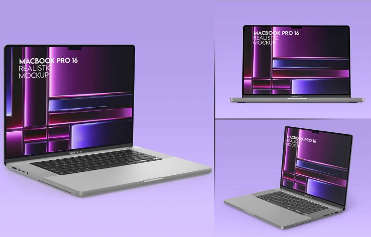 Free M3 MacBook Pro 16″ 2024 Mockup PSD Set