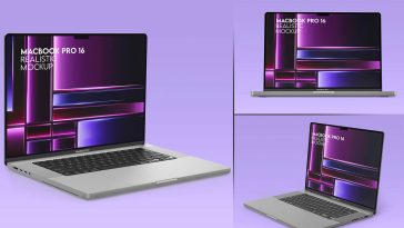 Free M3 MacBook Pro 16″ 2024 Mockup PSD Set