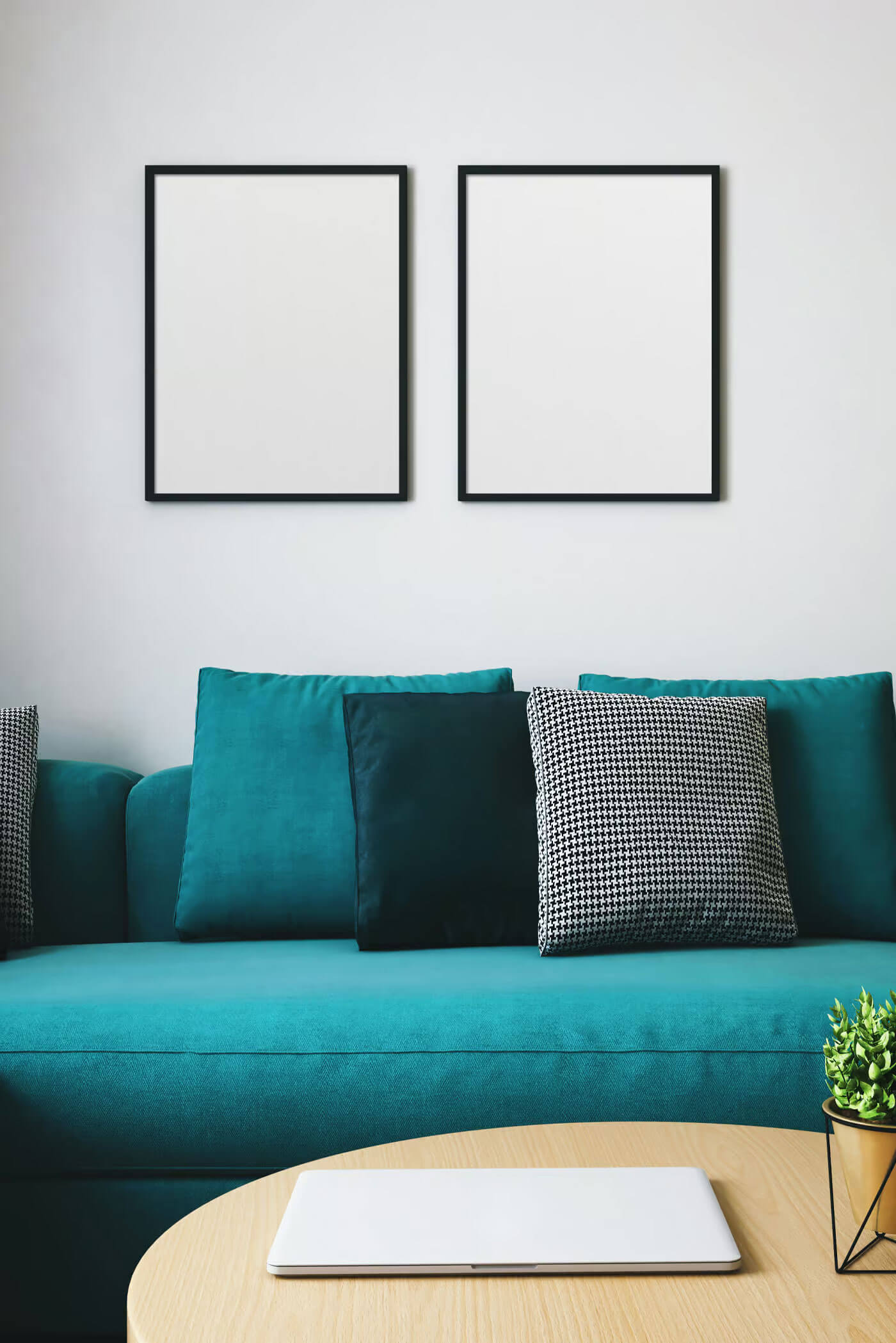 Living Room with two Poster Frames Mockup