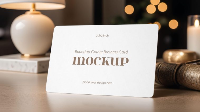 Free Rounded Corner Business Card Mockup