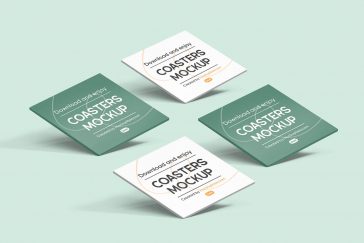 Free Square Paper Coaster Mockups