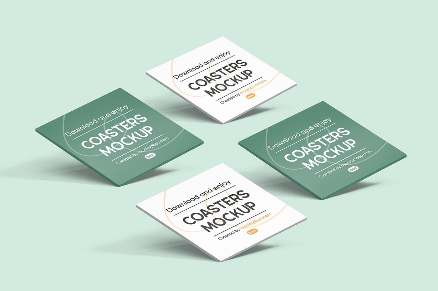 Free Square Paper Coaster Mockups
