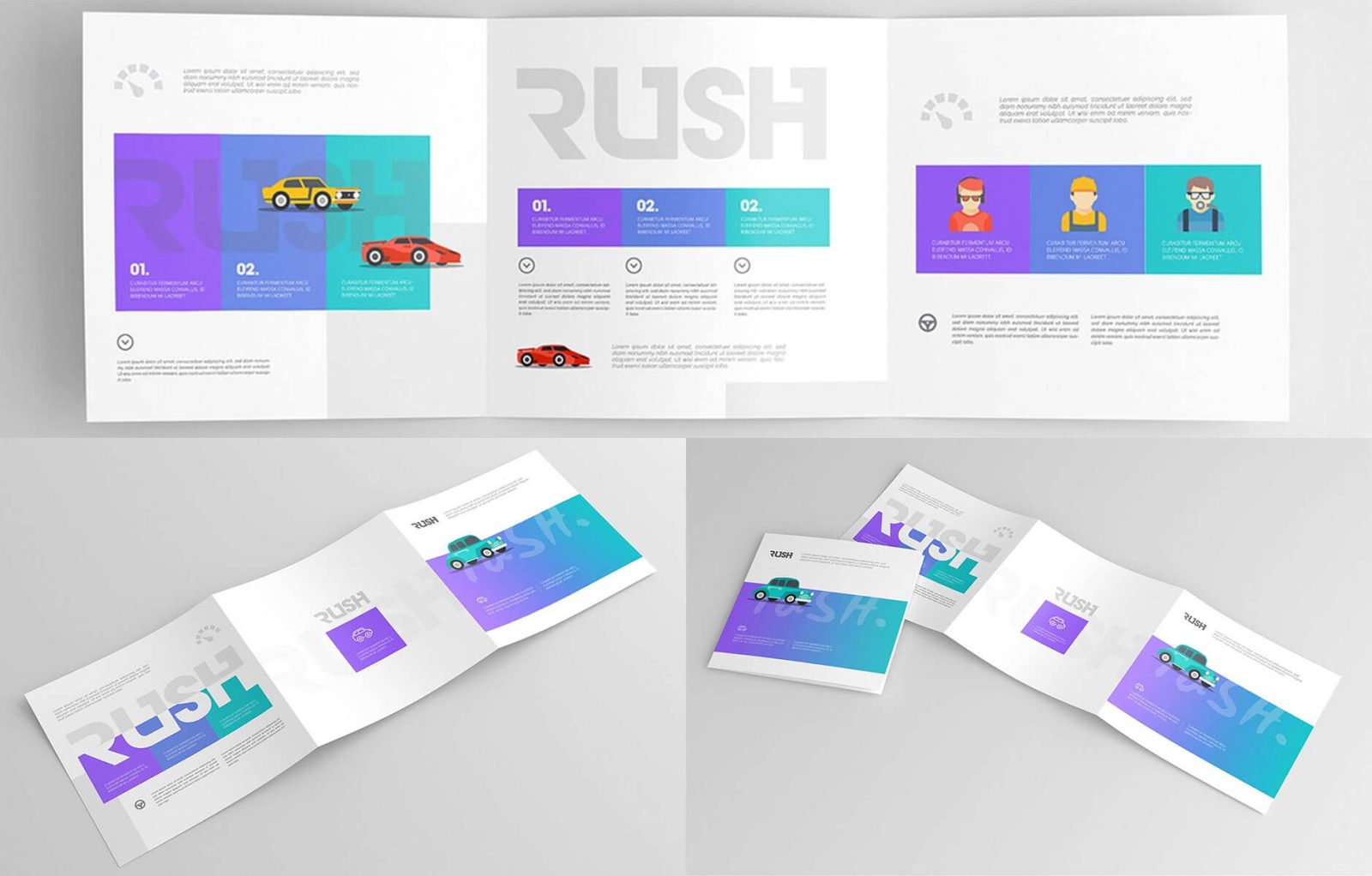 Free Square Trifold Brochure Mockup