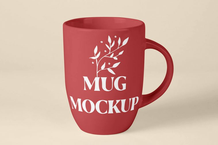 Free Standing Ceramic Mug Mockup