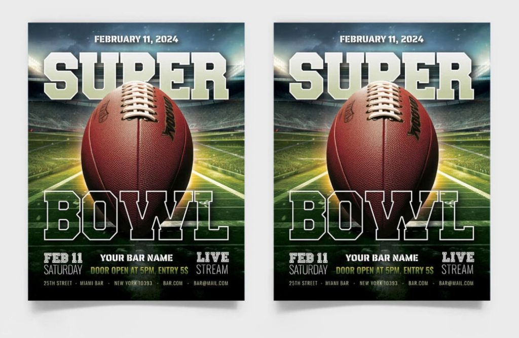 Free Super Bowl 2024 Flyer Design PSD Template