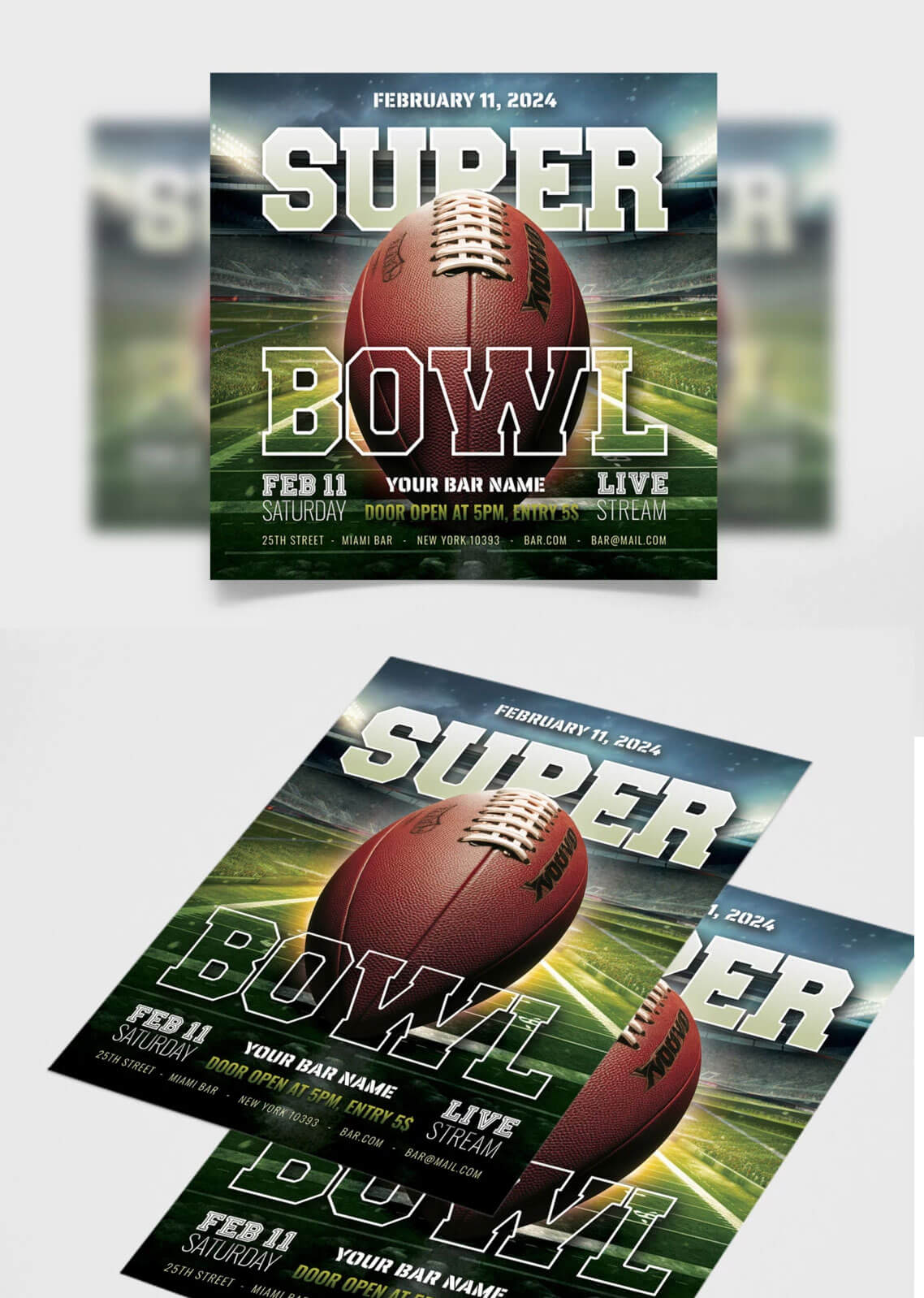 Free Super Bowl 2024 Flyer Design PSD Template