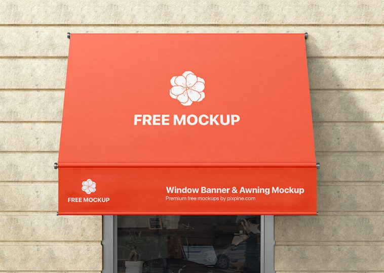 Free Window Banner and Awning Mockup