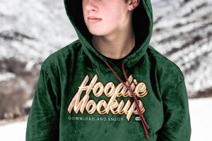 Free Woman Hoodie in Winter Mockup