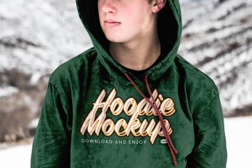 Free Woman Hoodie in Winter Mockup