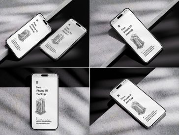 Free iPhone 15 On Dark Background Mockup