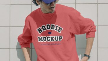 Free Hoodie on Standing Man Mockup