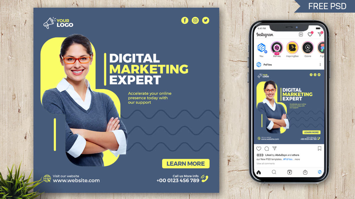Free Digital Marketing Instagram Post Template PSD