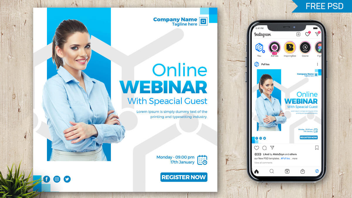 Free Online Webinar Instagram Post Design PSD Template