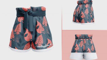 Set of 3 Paperbag Shorts Mockups in Different Views