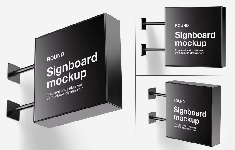 Square Signboard Mockup