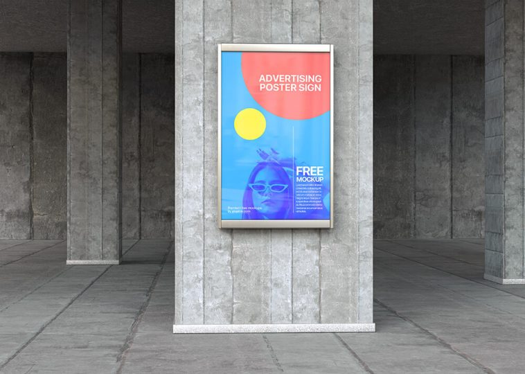 Free Advertising Poster Sign Mockup