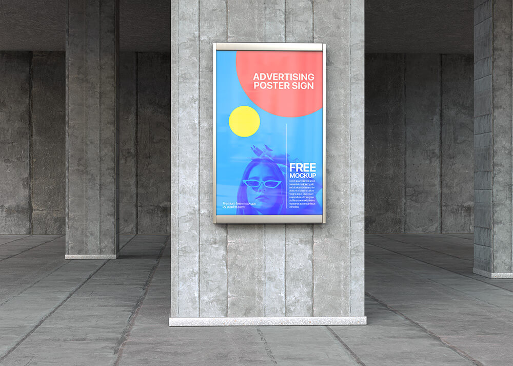 Free Advertising Poster Sign Mockup PSD