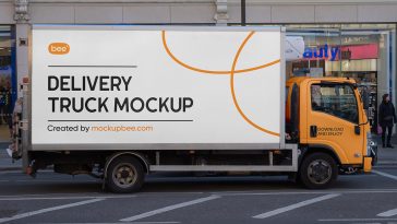 Free Delivery Cargo Truck Mockup