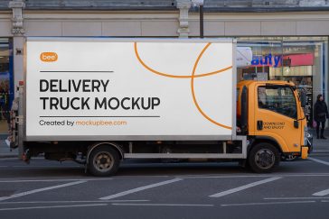 Free Delivery Cargo Truck Mockup