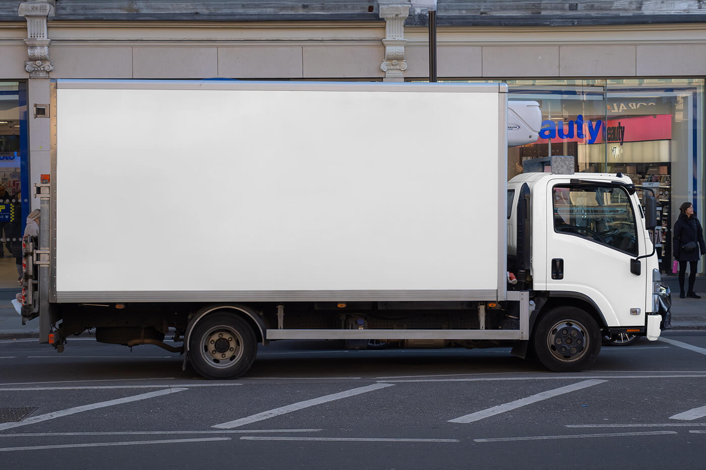 Free Delivery Cargo Truck Mockup