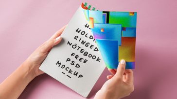 Free Hand Holding Ring Binding Physical Notebook Mockup PSD
