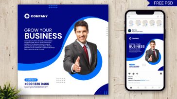 Free Instagram Post Design PSD Template for Grow Your Business