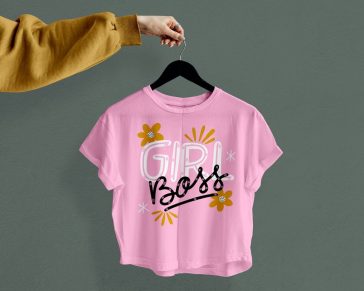 Free Loose Fit Female Cropped T-Shirt Mockup PSD
