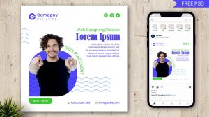 Free Online Course Social Media Post Design PSD Template