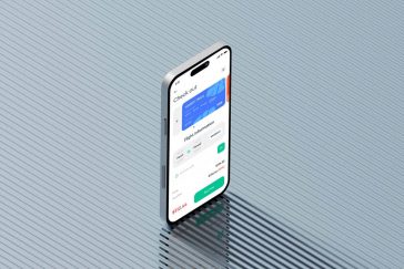 Free Standing iPhone 15 Mockup PSD