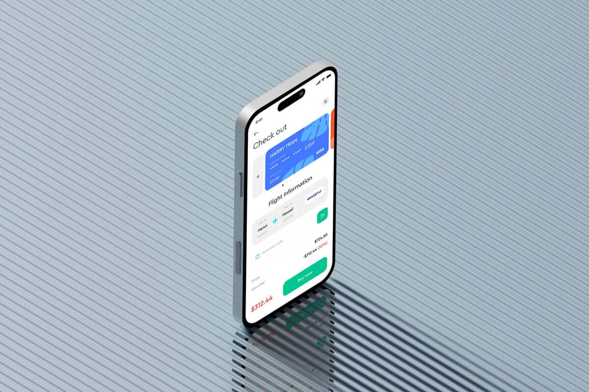 Free Standing iPhone 15 Mockup PSD
