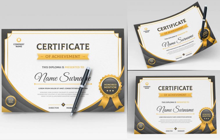 Free Certificate / Diploma Mockup PSD Set
