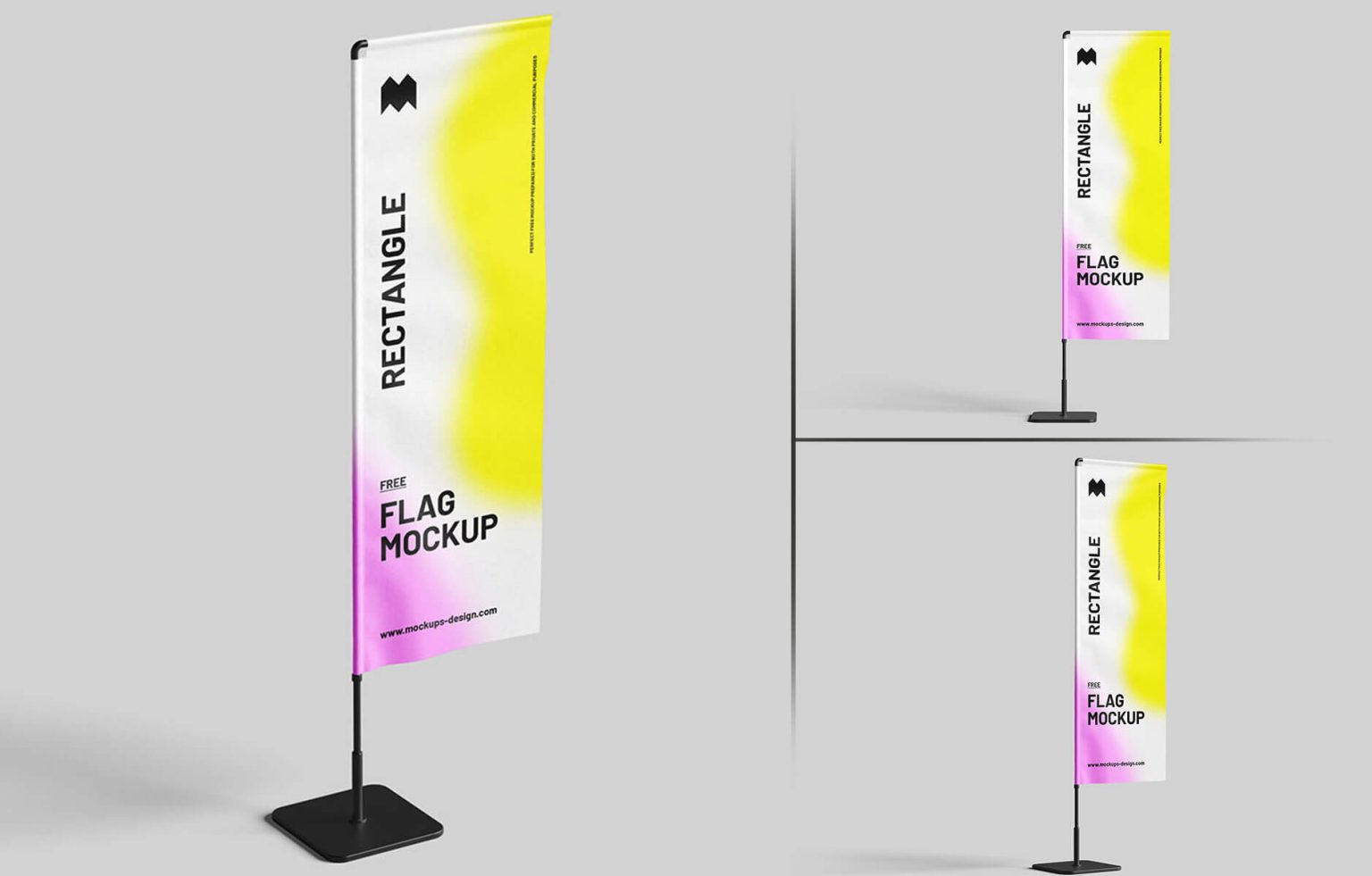 Free Rectangle Flags Mockups PSD set - PsFiles