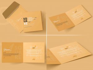 Square Folded Invitation Card Mockup