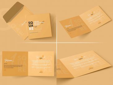 Square Folded Invitation Card Mockup