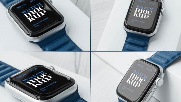 Free Apple Watch with Blue Band Mockup
