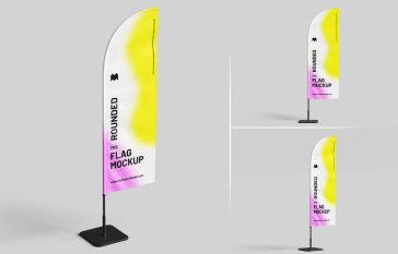 3 Free Indoor Blade Feather Flag Banner Mockup PSD Files