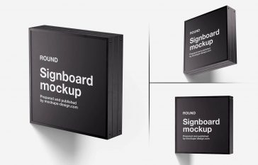 3 Free Wall Mounted Square Signboard Mockup PSD Files