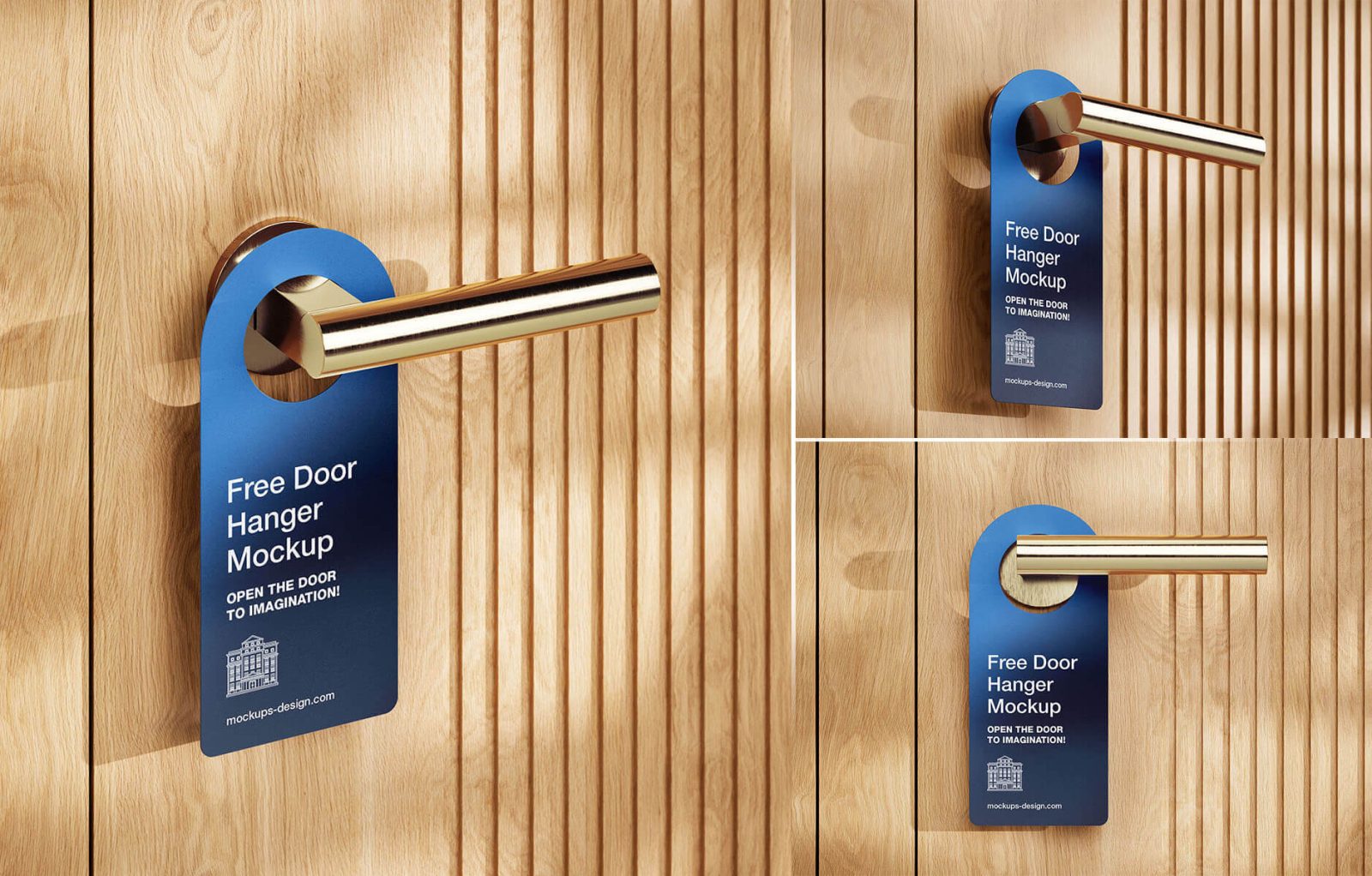 3 Free Wooden Door Hanger Mockup PSD Files
